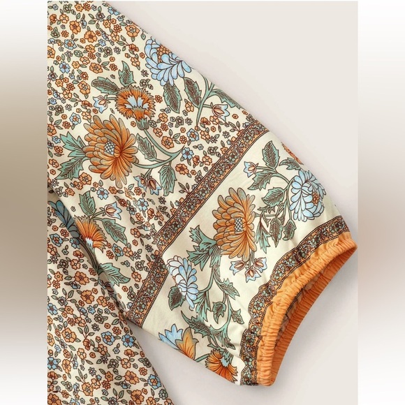 BoomChic 3XL Boho Print Pleated Button Detail Tie Neck Blouse us22-24 - Picture 5 of 7